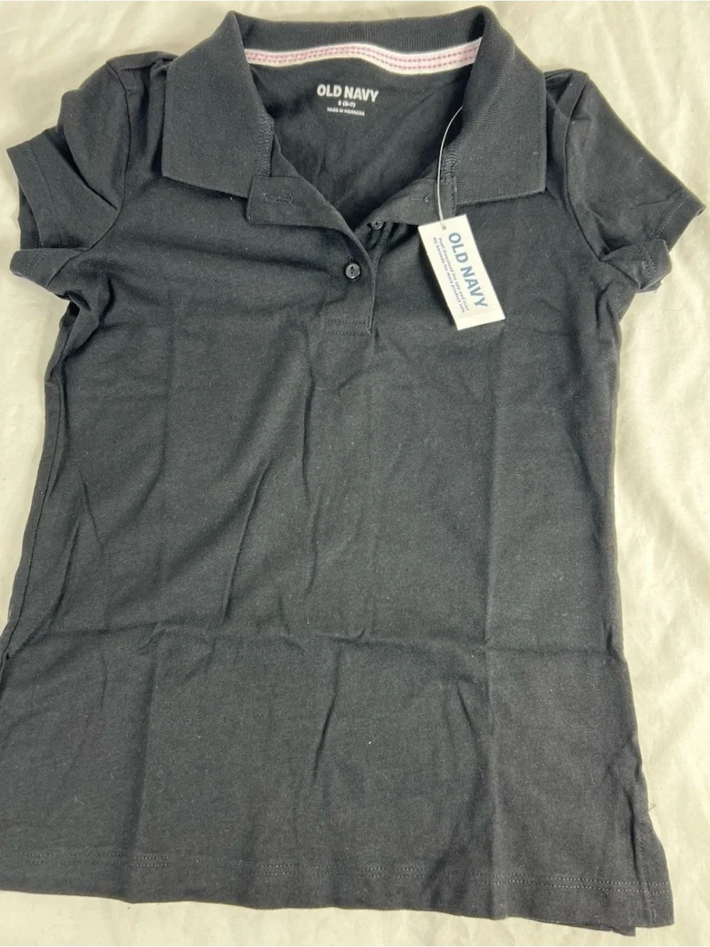 3-Old Navy Polo Shirt Girls, Black Short Sleeve, School Uniform, Small 6-7